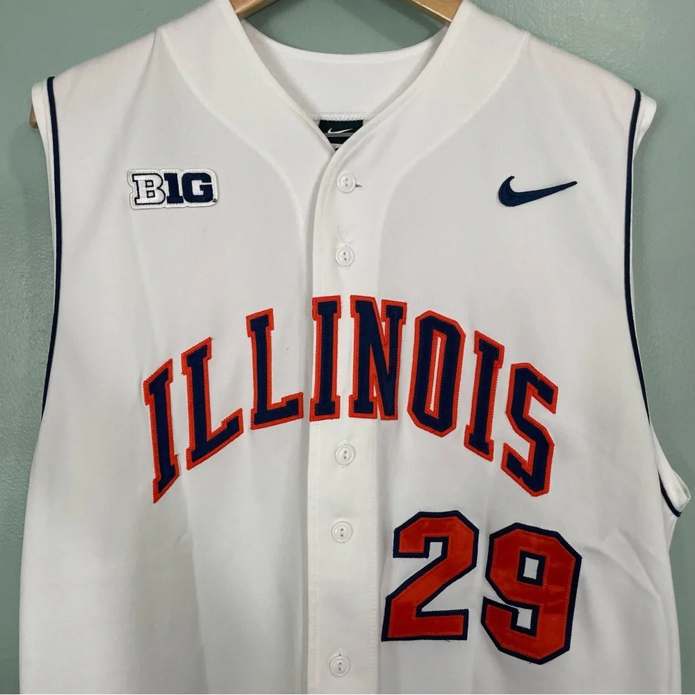 Nike BIG Illinois NCAA Authentic Vest Jersey Baseball‎ Button Stitched Sz 48